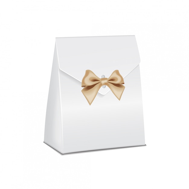 Caja de regalo de cartón modelo blanco realista. plantilla de contenedor de producto vacío, ilustración