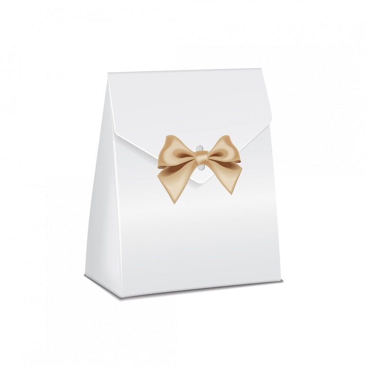 Vector caja de regalo de cartón modelo blanco realista. plantilla de contenedor de producto vacío, ilustración