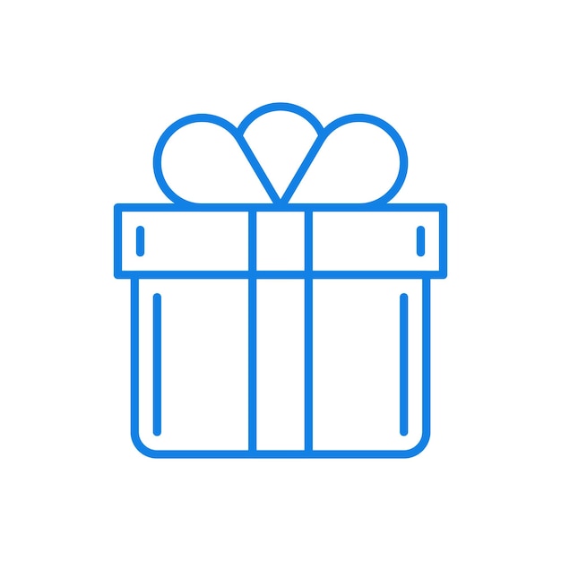 Caja de regalo con cinta vector línea icono feliz cumpleaños presente premio para el afortunado ganador