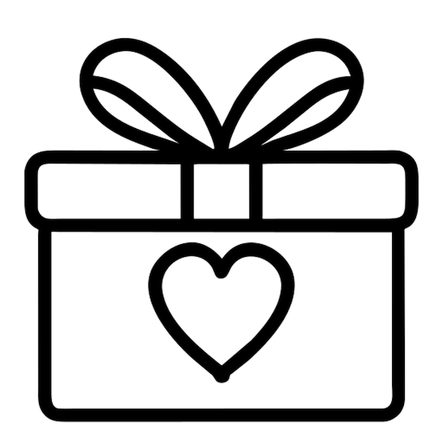 caja de regalo con el contorno del icono del corazón