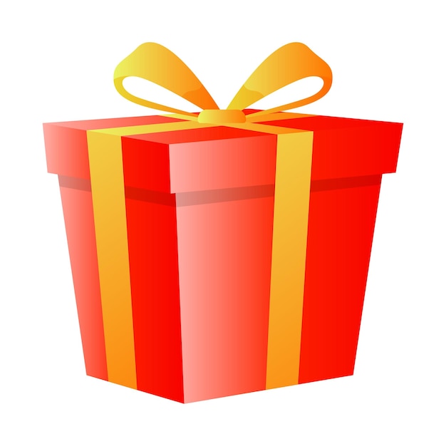 Caja de regalo con decoración de cinta diseño de ilustración de dibujos animados en blanco