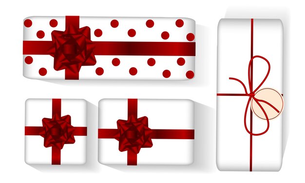 Vector caja de regalo decorativa realista para diseño, vista superior