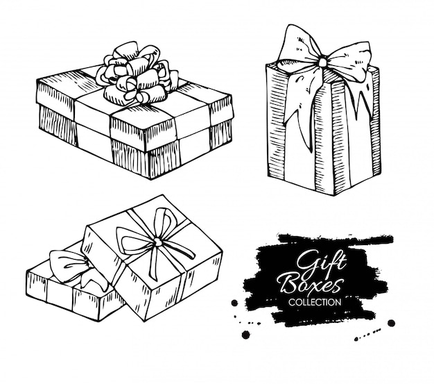 Vector caja de regalo de dibujo