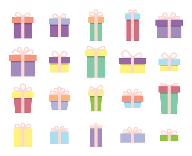 Caja de regalo en diseño de estilo plano de color pastel