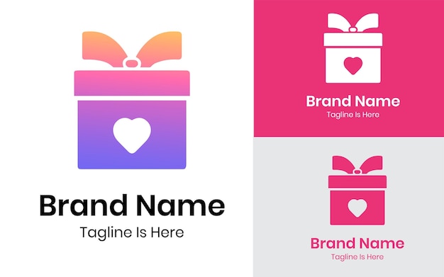 Vector caja de regalo con diseño de logo de amor