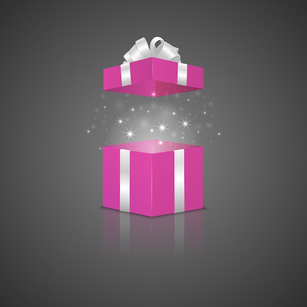 Vector caja de regalo con efecto mágico.