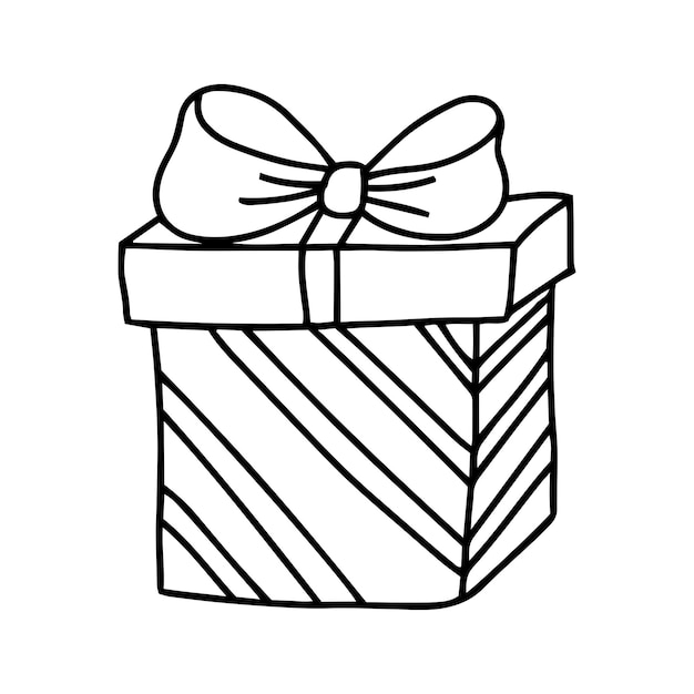 Caja de regalo en estilo doodle Vector aislado en fondo blanco