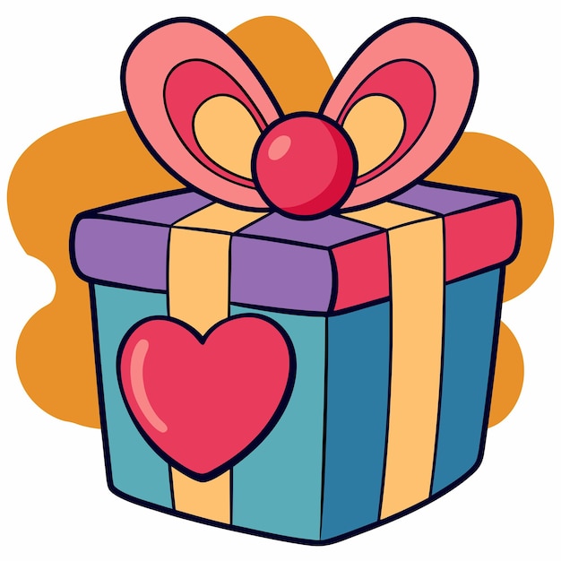 Caja de regalo en forma de amor dibujado a mano Ilustración de dibujos animados vectoriales en fondo aislado Valentín Ilustración vectorial dibujada a mano Valentín Logotipo Concept Valentín Ilustración de estilo de dibuyos animados Valentín