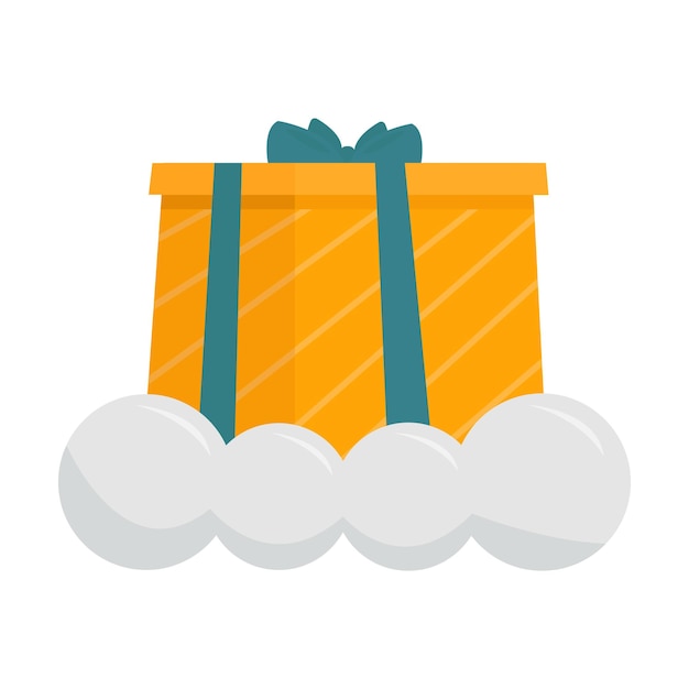 Caja de regalo con icono de nube. Decoración navideña y tema de celebración. Diseño aislado. Vector