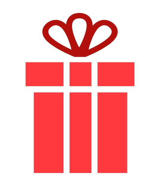 Caja de regalo icono plano aislado Caja de regalo de Navidad con ilustración de arco Elemento decorativo