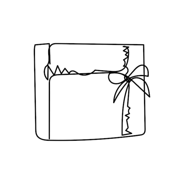 Caja de regalo ilustración vectorial elemento de navidad dibujo de línea