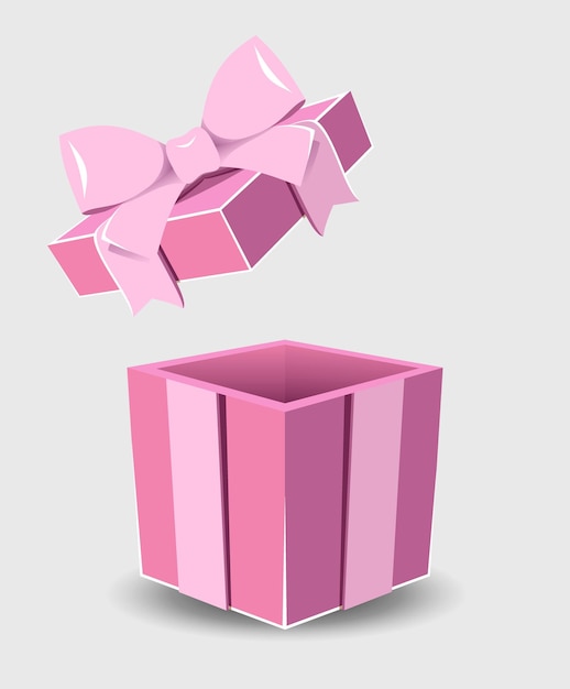 Caja de regalo con lazo de cinta aislado en el fondo Icono de vector realista para el presente cumpleaños