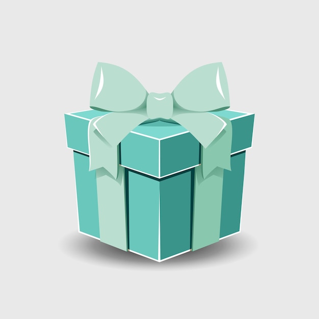 Caja de regalo con un lazo de cinta sobre un fondo gris. Icono de vector realista para regalo