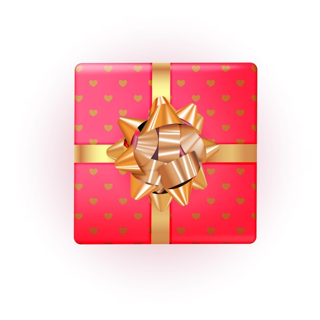 Caja de regalo con lazo dorado y cinta.