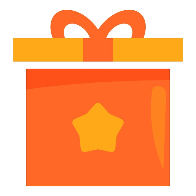 Caja de regalo naranja con cinta amarilla y estrella para cumpleaños o Navidad