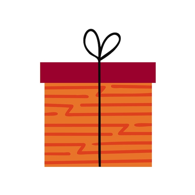 Caja de regalo naranja con papel de regalo en zig zag Ilustración dibujada a mano