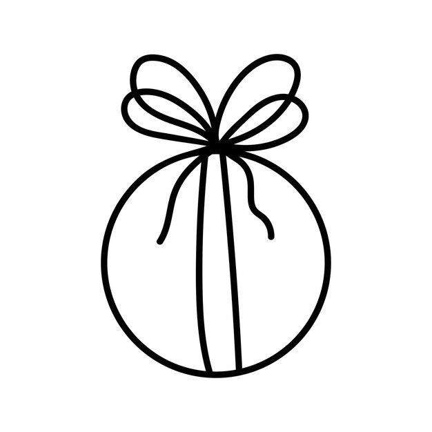 Caja de regalo de Navidad y año nuevo dibujada a mano Ilustración de garabato de celebración del presente
