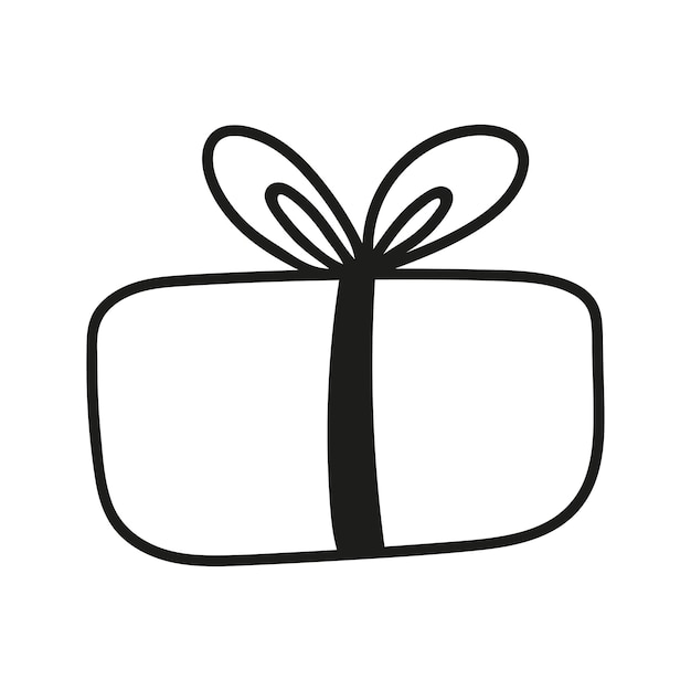 Caja de regalo de Navidad y año nuevo dibujada a mano Ilustración de garabato de celebración del presente