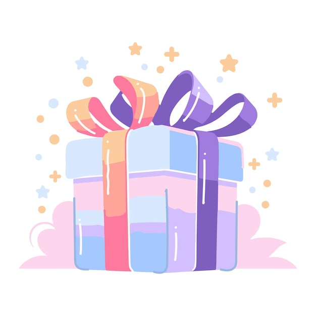 Caja de regalo de navidad dibujada a mano en estilo plano