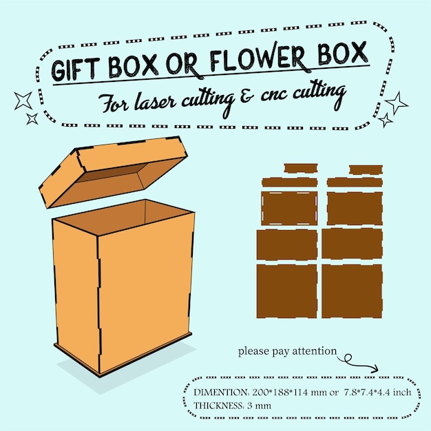 Caja de regalo o caja de flores para corte por láser