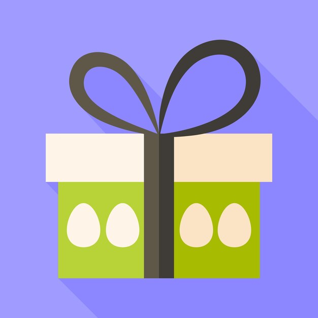 Caja de regalo de Pascua con huevos. Ilustración estilizada plana con sombra