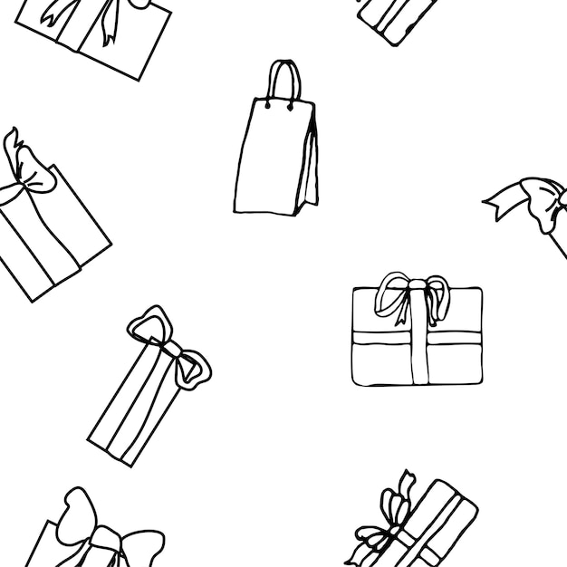 Caja de regalo de patrones sin fisuras para el diseño de papel Diseño moderno de cubierta en blanco y negro Ilustración de diseño vectorial Feliz cumpleaños Boda de vacaciones