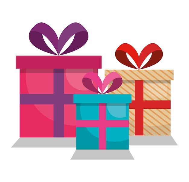 Vector caja de regalo presenta iconos de conjunto