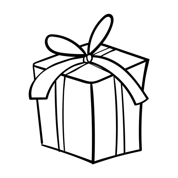 Caja de regalo presente dibujado con contornos vectoriales Ilustración de vacaciones bonitas Diseños festivos