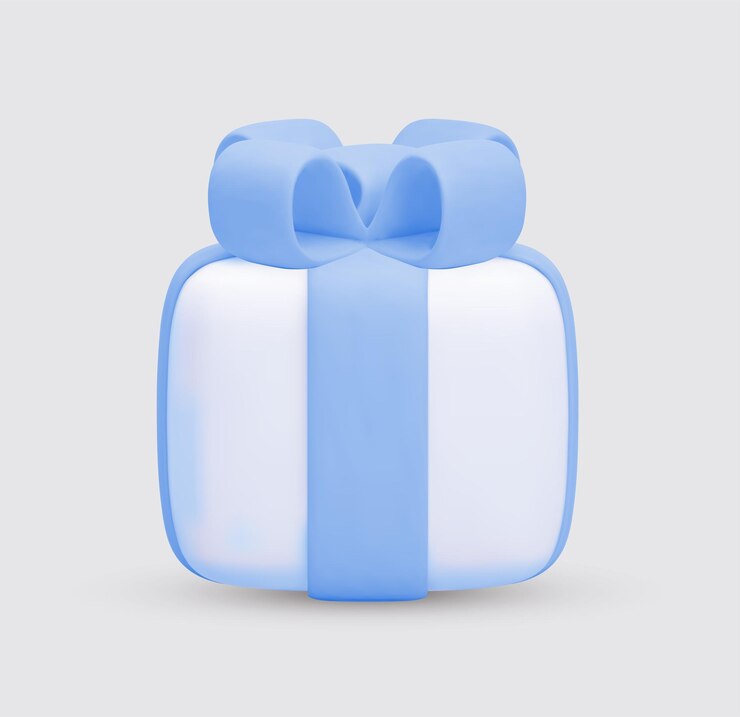 Caja de regalo realista 3d con cinta azul.