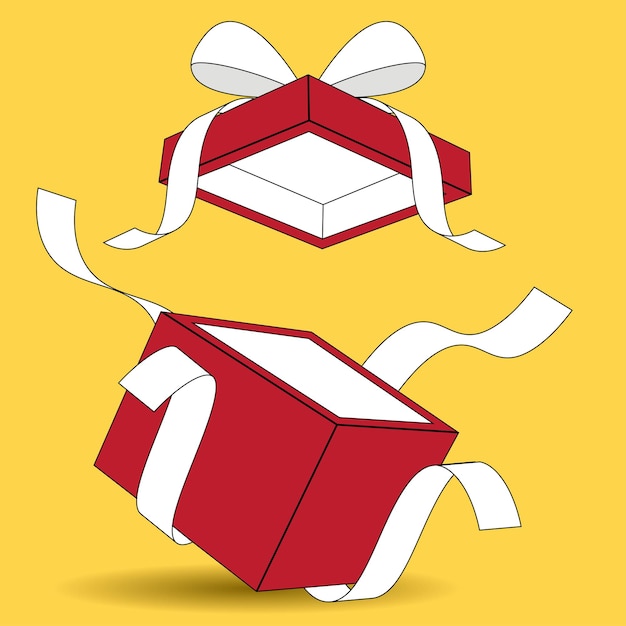 caja de regalo roja diseño plano tema retro
