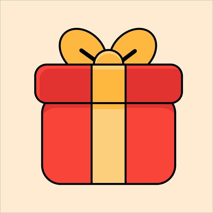 Caja de regalo roja con lazo y cinta amarillos