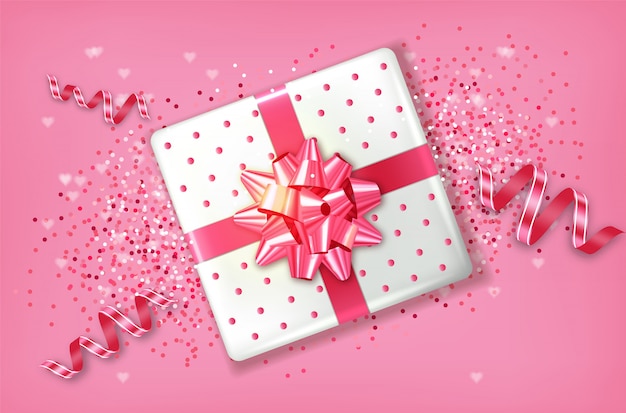 Vector caja de regalo rosa