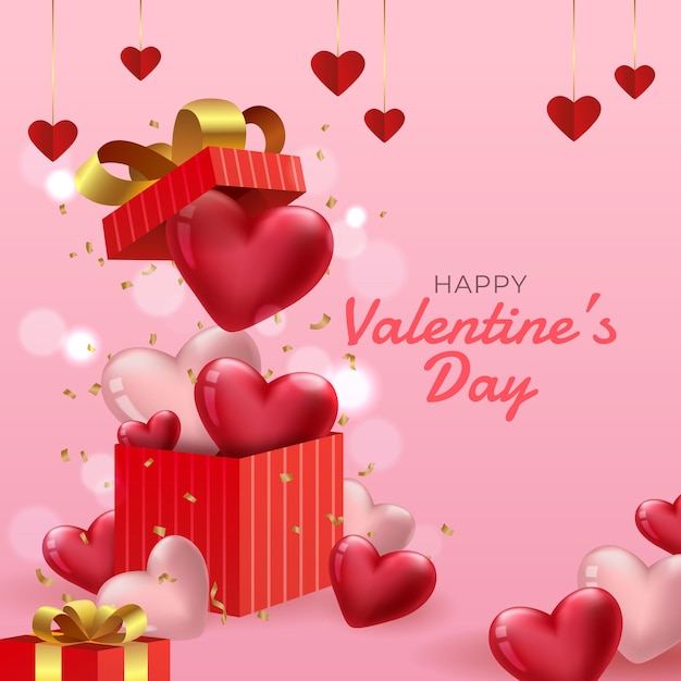 Caja de regalo de San Valentín con mucho corazón