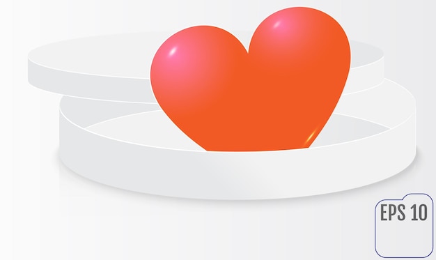 Caja de regalo con vector de corazón rojo