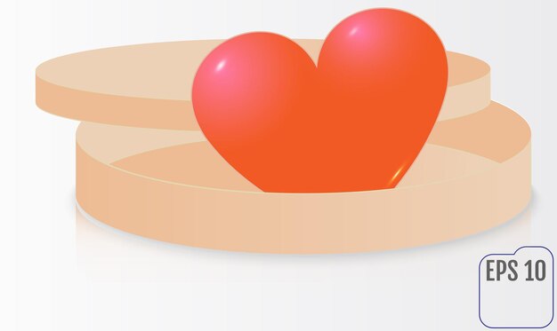 Caja de regalo con vector de corazón rojo