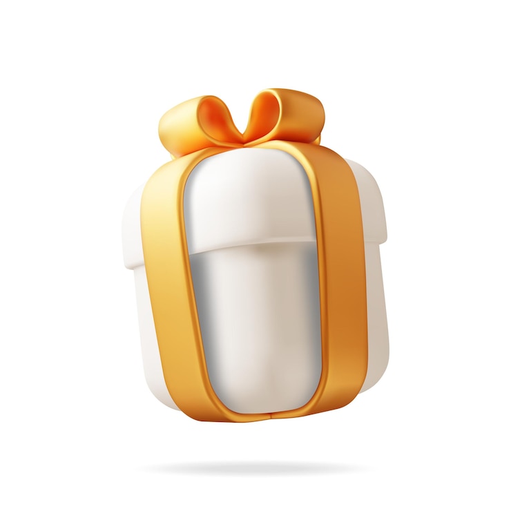 Vector caja de regalos 3d aislada en blanco render caja envolta de colores venta de navidad año nuevo caja de regalo de compras con arcos y cintas caja de regalías para san valentín cumpleaños y vacaciones ilustración vectorial