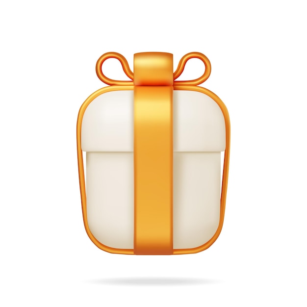 Caja de regalos 3D aislada en blanco Render Caja envolta de colores Venta de Navidad Año Nuevo Caja de regalo de compras con arcos y cintas Caja de regalías para San Valentín Cumpleaños y vacaciones Ilustración vectorial