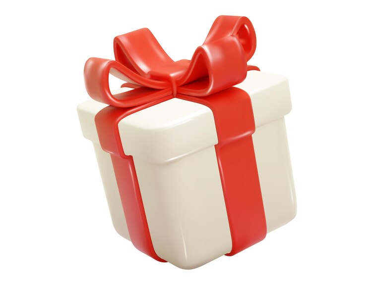 Vector caja de regalos 3d render caja blanca con cinta roja brillante aislada sobre fondo blanco decoración navideña presenta icono realista para banners de cumpleaños o bodas