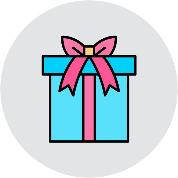 una caja de regalos azul y rosa con un lazo rosa en ella