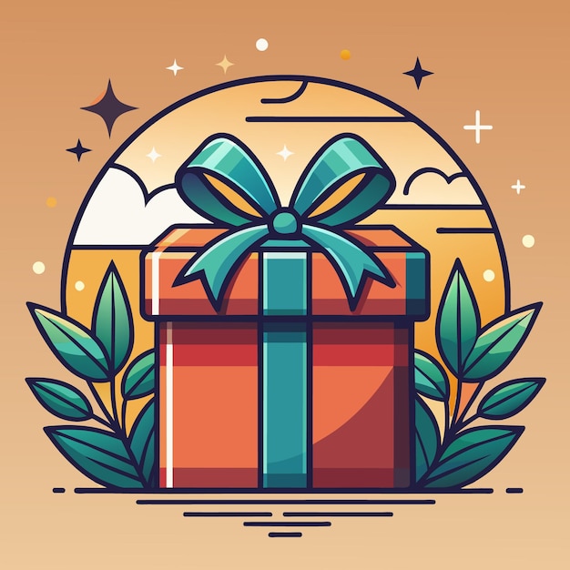 una caja de regalos con una cinta que dice regalo en ella