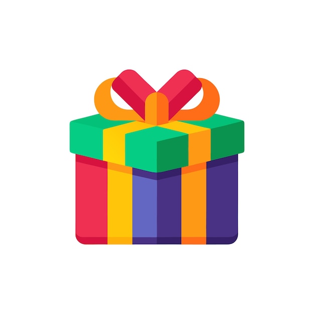 una caja de regalos colorida con una cinta en ella