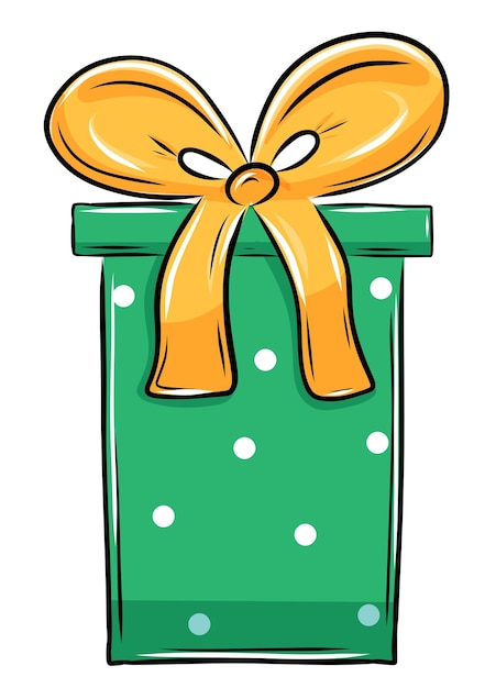 Vector caja de regalos de cumpleaños con arco en estilo doodle dibujado a mano