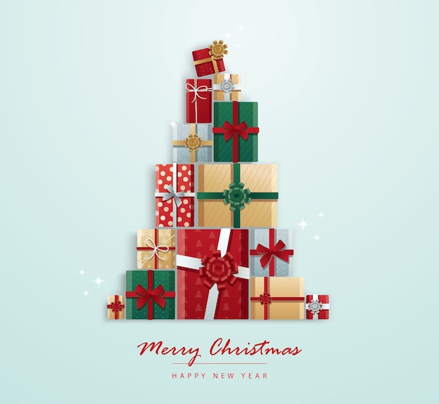Caja de regalos en forma de árbol de Navidad