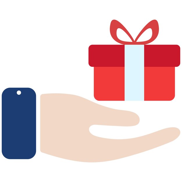 Caja de regalos en la mano icono aislado en fondo blanco