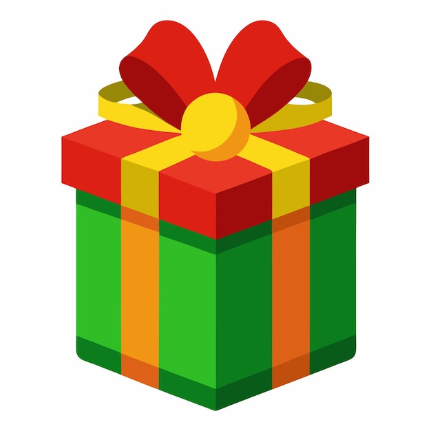 Una caja de regalos de Navidad adornada con envoltura festiva un lazo brillante y colores estacionales como el verde rojo