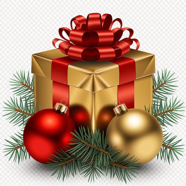 una caja de regalos de Navidad con una cinta roja y una cinta rojo