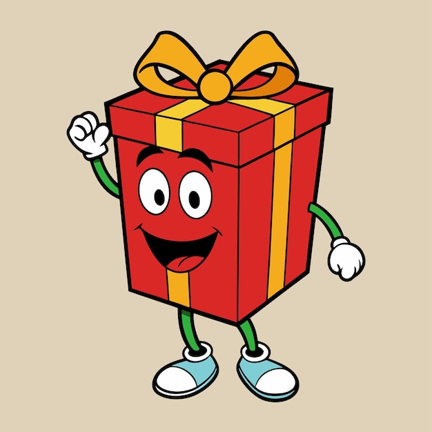 Caja de regalos de Navidad divertida de dibujos animados de Santa Ho Estilo de dibujo animado Ilustración de caja de regalo de Navidad