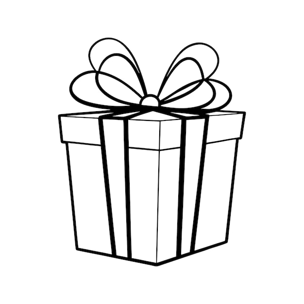 Caja de regalos de Navidad con vector de arte de líneas