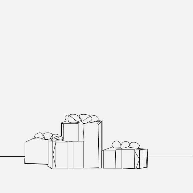 Caja de regalos set de dibujo de línea continua