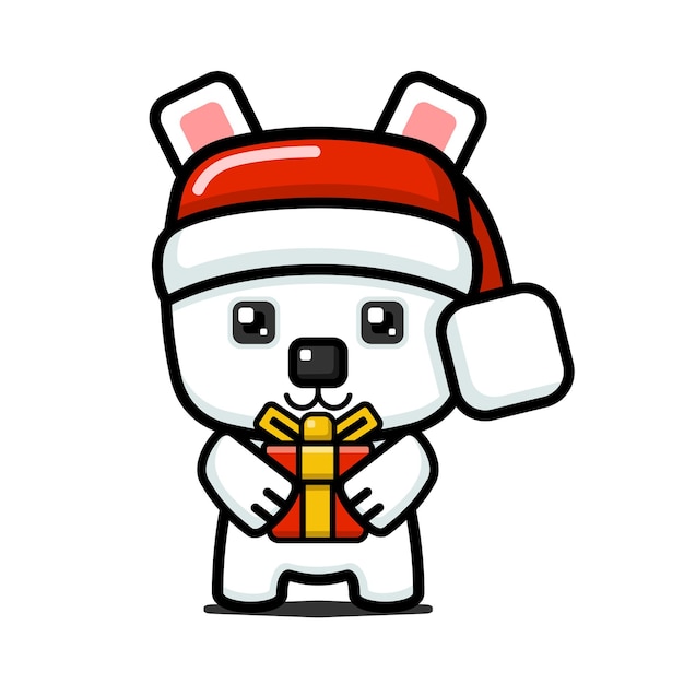Caja de regalos de tenencia de oso polar lindo estilo cubo